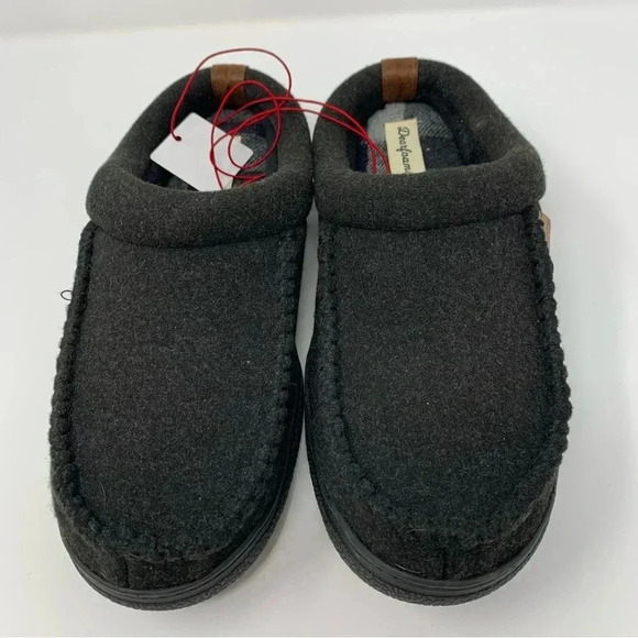 NIB Dearfoams Mens Medium (Shoe Size 9 10) Wool Blend Clog Style Slippers Black - Picture 3 of 7